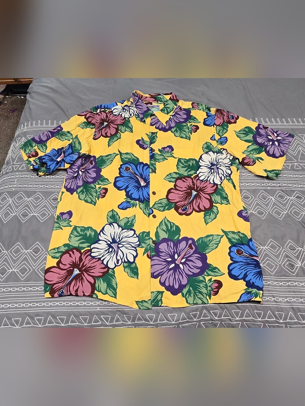 Vintage Reyn Spooner Hawaiian Print Button Down Shirt Size XL